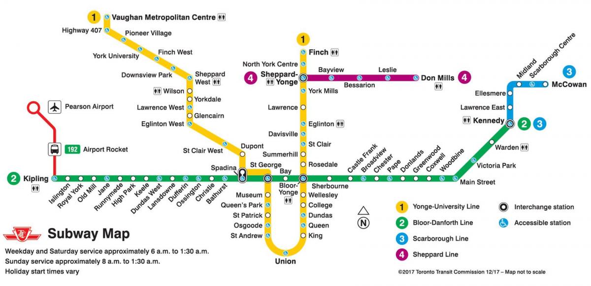 Mapa metro a toronto ttc metro mapa toronto canad 